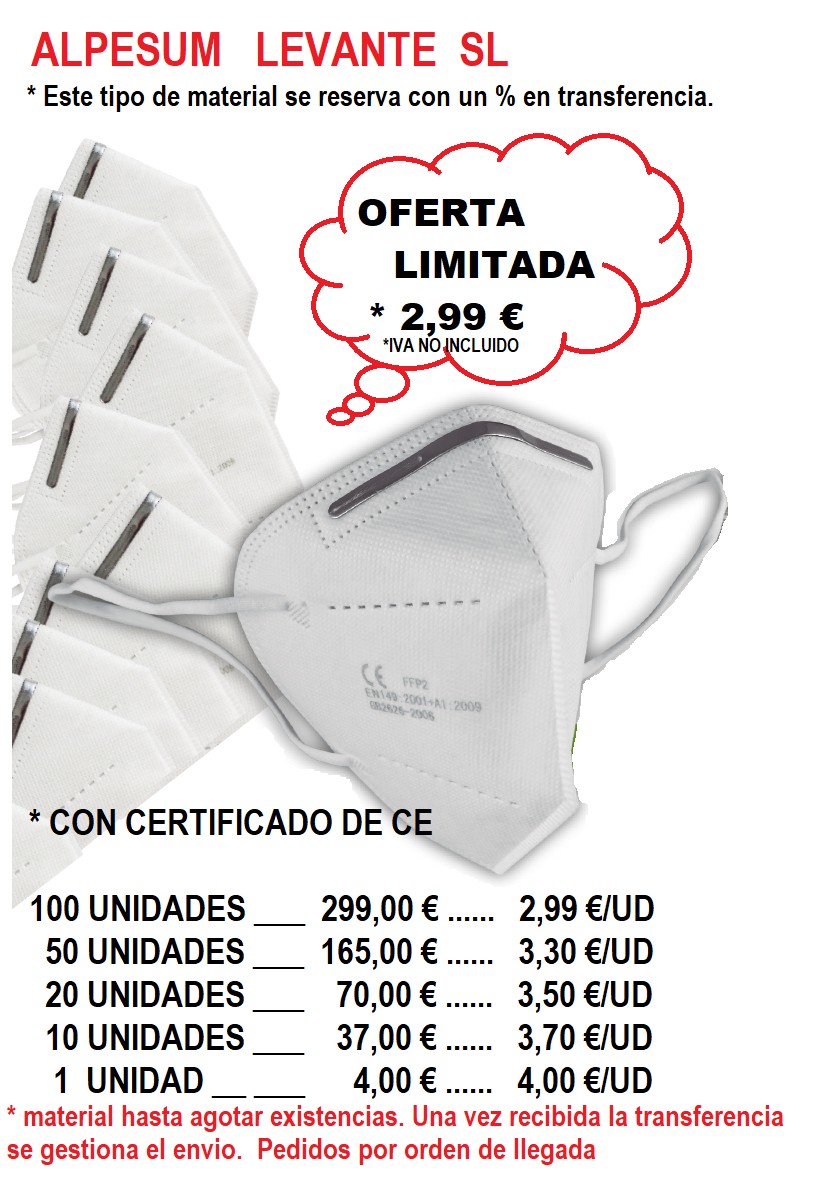 Mascarilla FFP2-KN95. con certificación CE